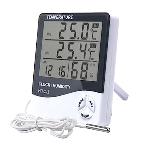 Umwelt Thermometer LCD Temperatur Luftfeuchtigkeit Uhr Meter Externe Station Outdoor Indoor Wetterstation For Zuhause(B) von SMTYXS