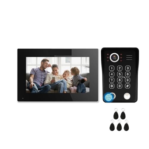 Video-Gegensprechanlage Home Fingerprint 5in1 Entsperren Video-Türsprechanlage Smart 1080P Touch WiFi-Monitor Inter Cam Türklingel(218BS 7INCH) von SMTYXS