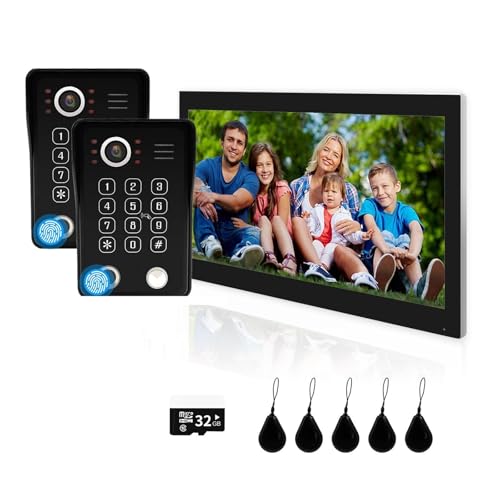 Video-Gegensprechanlage Home Fingerprint 5in1 Entsperren Video-Türsprechanlage Smart 1080P Touch WiFi-Monitor Inter Cam Türklingel(218BS2 10INCH) von SMTYXS