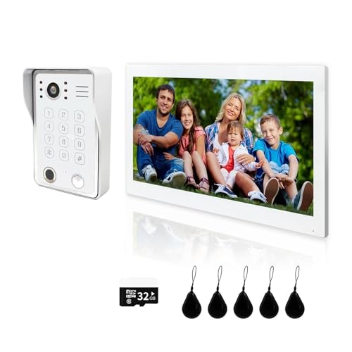 Video-Gegensprechanlage Home Fingerprint 5in1 Entsperren Video-Türsprechanlage Smart 1080P Touch WiFi-Monitor Inter Cam Türklingel(218WS 10INCH) von SMTYXS