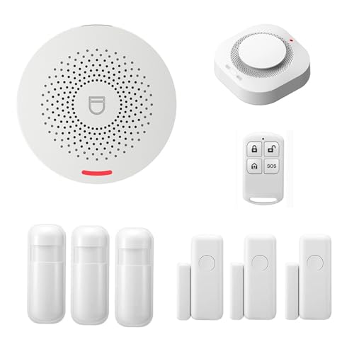 WiFi-Alarmsystem-Kits, drahtloser Sicherheits-Einbrecher mit Bewegungsmelder, Türsensor, Smart Life-App, Smart Home(F) von SMTYXS