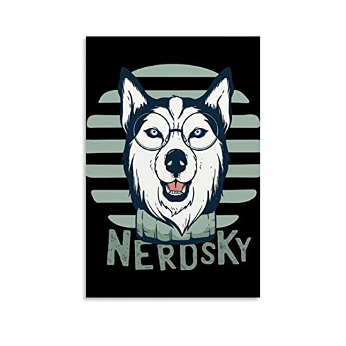 SMWY Anima Poster Nerdsky Husky Hund, dekoratives Gemälde auf Leinwand, Wandkunst, Wohnzimmer, Poster, Schlafzimmer, Gemälde, 30 x 45 cm von SMWY