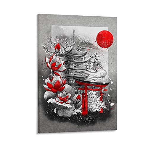 SMWY Japanische Kunst DYJ Wanddekoration Poster Wandkunst Nihon Japan Dekorative Malerei Leinwand Wohnzimmer Schlafzimmer Gemälde 30 x 45 cm, 12x18inch(30x45cm) von SMWY