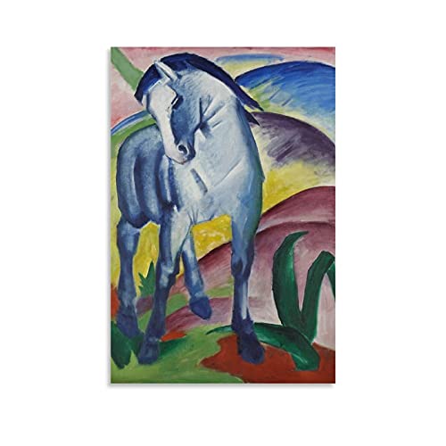 SMWY Poster mit Tiermotiv, Motiv: blaues Pferd, Kunstdruck auf Leinwand, modernes Design, 40 x 60 cm von SMWY