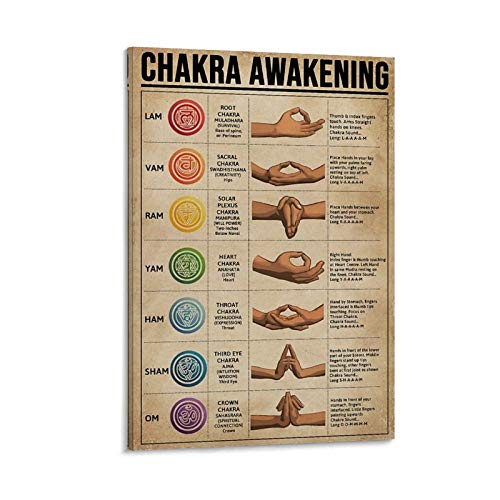 SMWY Retro-Poster DYJ Yoga-Poster, Chakra-Erwachen, Wissen, Leinwand-Kunstposter und Wandkunst, Bild, Druck, modernes Familienschlafzimmer-Dekor-Poster, 30 x 45 cm von SMWY