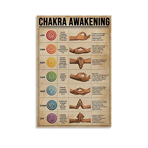 SMWY Retro-Poster DYJ Yoga-Poster, Chakra-Erwachen, Wissen, Leinwand-Kunstposter und Wandkunst, Bild, Druck, modernes Familienschlafzimmer-Dekor-Poster, 60 x 90 cm von SMWY