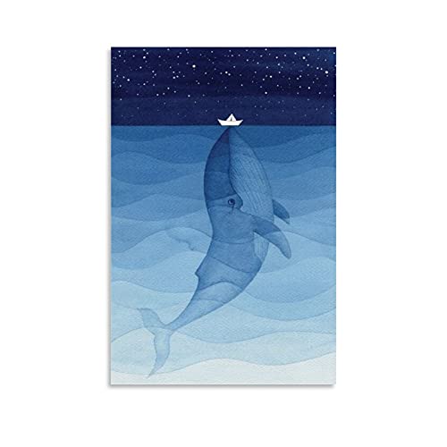 SMWY Tierposter Blauwal, dekoratives Gemälde, Leinwand, Wandkunst, Wohnzimmer, Poster, Schlafzimmer, Malerei, 50 x 75 cm von SMWY
