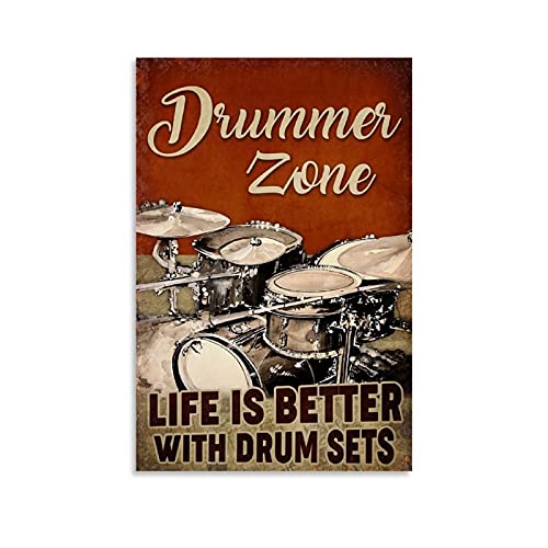 SMWY Vintage-Poster, Drummer Zone, Leinwand-Kunst-Poster und Wandkunstdruck, modernes Familienschlafzimmer, 60 x 90 cm von SMWY