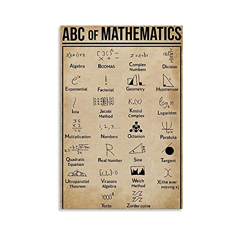 SMWY Vintage-Poster ABC of Mathematik, Leinwand-Kunst-Poster und Wand-Kunstdruck, modernes Familienschlafzimmer, 60 x 90 cm von SMWY