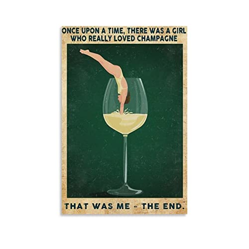SMWY Vintage-Poster "DYJOnce upon A Time There Was A Girl Loved Champagne", dekoratives Gemälde, Leinwand, Wandkunst, Wohnzimmer, Poster, Schlafzimmer, Gemälde, 50 x 75 cm von SMWY