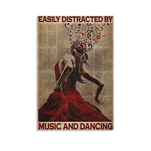 Vintage-Poster, DYJSalsa Flamenco, leicht von Musik abzulenken, dekoratives Gemälde, Leinwand, Wandkunst, Wohnzimmer, Schlafzimmer, Gemälde, 60 x 90 cm von SMWY
