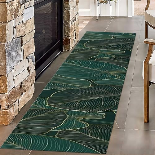 Moderne Monstera Dekorative Teppiche für Schlafzimmer, 60x300cm, Schwarz Grün Gold Blatt Wohnzimmer Teppich, Weich Dünn rutschfeste Rückseite Faltbar Teppich für Büro Waschküche Moderne Monstera Dekorative Teppiche für Schlafzimmer, 60x300cm, Schwarz Grün Gold Blatt Wohnzimmer Teppich, Weich Dünn rutschfeste Rückseite Faltbar Teppich für Büro Waschküche von SMXVRC