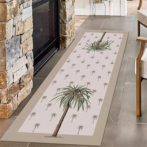 Palmen Heimdekor Teppich, 60x180cm, Sommer Tropische Pflanzen Teppich für Esszimmer, Reduziert Lärm Weich rutschfest Atmungsaktiv Waschbar Teppiche für Kindergarten Schlafsaal von SMXVRC