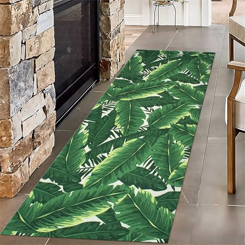 SMXVRC Bananenblätter Küchenteppich, 80x300cm, Moderner Regenwald Grüne Blätter Schlafzimmerteppich, Kurzflor Lichtecht Atmungsaktiv Waschbar Heimdekor Teppich für Terrasse Flur SMXVRC Bananenblätter Küchenteppich, 80x300cm, Moderner Regenwald Grüne Blätter Schlafzimmerteppich, Kurzflor Lichtecht Atmungsaktiv Waschbar Heimdekor Teppich für Terrasse Flur von SMXVRC