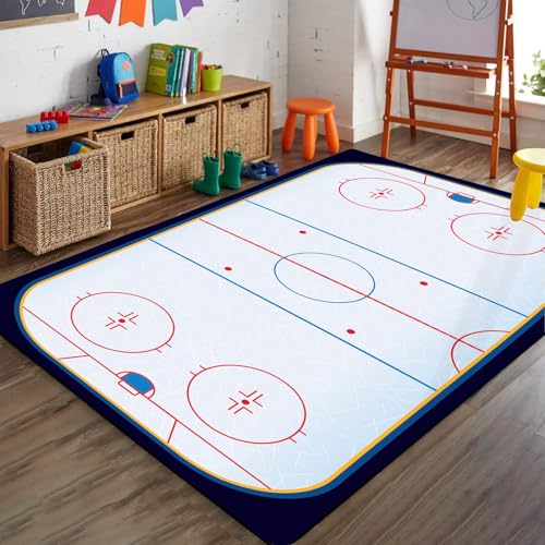 SMXVRC Eishockeystadion Schlafzimmerteppich, 160x230cm, Rot Blau Eishockey Sportveranstaltungen rutschfeste Teppiche, Hochwertiger Drucken Dünn Maschinenwaschbar Teppich für Familie Terrasse SMXVRC Eishockeystadion Schlafzimmerteppich, 160x230cm, Rot Blau Eishockey Sportveranstaltungen rutschfeste Teppiche, Hochwertiger Drucken Dünn Maschinenwaschbar Teppich für Familie Terrasse von SMXVRC