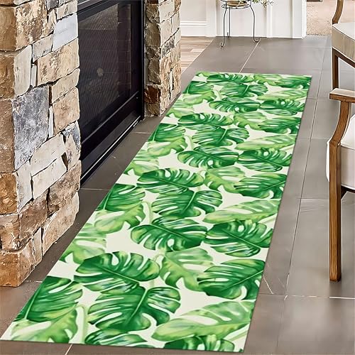 SMXVRC Monstera Druck Flurteppich, 80x300cm, Tropisch Grüne Blätter Wohnzimmerteppich, Komfortabel Dünn Kurzflor Gummirücken rutschfeste Teppiche für Startseite Eingang SMXVRC Monstera Druck Flurteppich, 80x300cm, Tropisch Grüne Blätter Wohnzimmerteppich, Komfortabel Dünn Kurzflor Gummirücken rutschfeste Teppiche für Startseite Eingang von SMXVRC