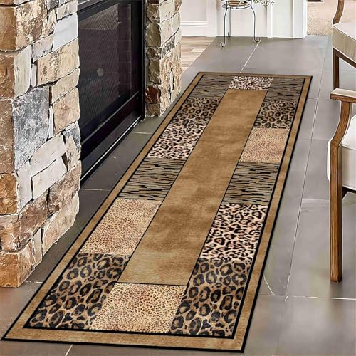 SMXVRC Sexy Leopard Flurteppich, 60x180cm, Gepard Zebra Tiermuster Wohnzimmerteppich, Strapazierfähig Weich rutschfest Farbbeständig Heimdekor-Teppich für Innenbereich Veranda von SMXVRC