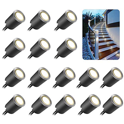 SMY 16er 12V LED Terrassenbeleuchtung Terrassen Einbaustrahler, IP67 wasserdicht 0,6W Ø32mm innen aussen Terrasse Küche Garten Deckenstrahler 4000K(Mit EU-Stecker)(16er Set,Neutralweiß) von SMY Lighting