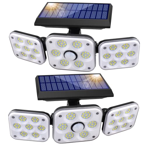 Solarlampen für Außen mit Bewegungsmelder, SMY 138 LEDs Superhelle Strahler Aussen IP65 Wasserdicht 3 Modi Solarleuchten 3 Verstellbare Köpfe 270° Beleuchtungswinkel Solar Wandleuchte für Hof Garten von SMY Lighting