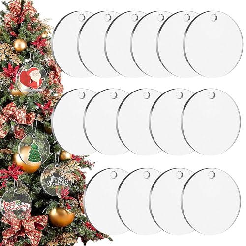 Acrylscheibe Rund mit Loch, 15 Stück Klare Acrylplatten, 10cm Rund Klare Acrylplatte 2mm Dick Acrylscheiben Acrylplatte Transparent für DIY Handwerk Bilderrahmen Malerei Partyschilder Display von SMYJDMM