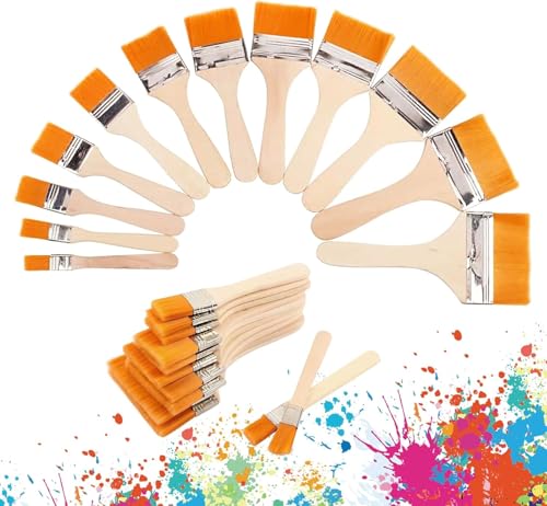 Breit Flachpinsel Set, 12 Stück Holz Pinsel, Ölfarben Bürste Breiter Acryl Flachpinsel für Ölgemälde Aquarell Kunst Malvorlage Projekt DIY-Handwerk(12 Größen) von SMYJDMM