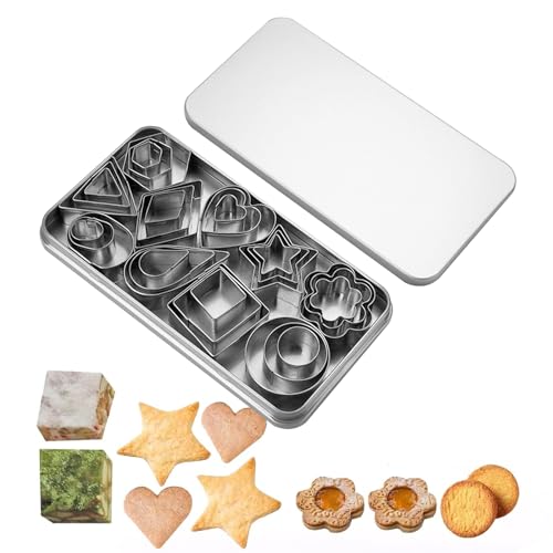 Plätzchen Ausstecher, 30 Stück Plätzchen Ausstecher Mini, Ausstechformen Set Kleine Keksausstecher aus Edelstahl Geometrische Keksformen für Zuckerkuchen und Kekse(Silbrig) von SMYJDMM