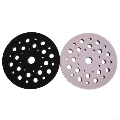 2 Stück 12,7 cm 33 Loch Stoßdämpfende Schwamm Schleifpads für Trockenschleifer Staubabsaugung Puffer Schnittstelle Pad für Holz Metall Auto Schwarz und Weiß von SMZhomeone