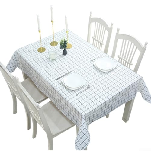 3-teiliges Set für rechteckige Esstische, verdickte schwarz-weiß karierte Tischdecken, leicht zu reinigen (180 x 137 cm, 160 g) von SMZhomeone
