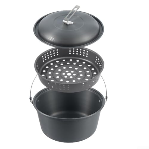 4 5L Outdoor Dampfgarer Topf für Camping Aluminiumlegierung Kochgeschirr für Wandern und Picknick (Hängetopf) von SMZhomeone