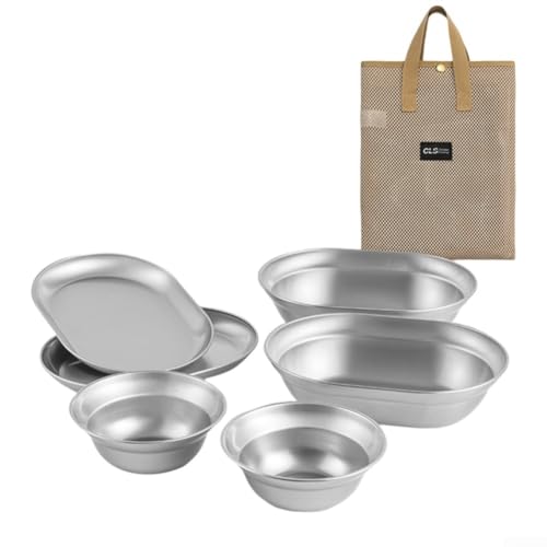 6810-teiliges Outdoor-Geschirr-Set aus Edelstahl für Camping und Picknick-Aktivitäten (6-teilig) von SMZhomeone