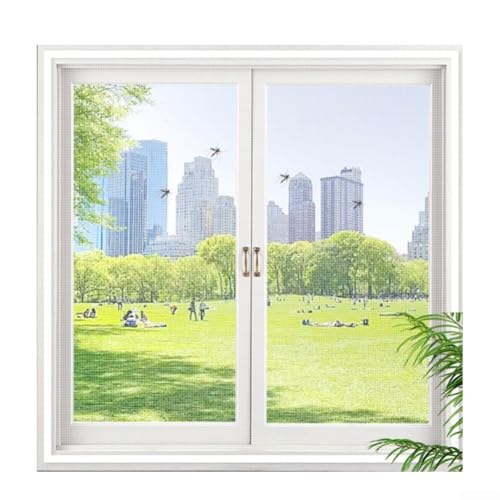 Atmungsaktives Polyester-Innenfenster-Netz mit unsichtbarer Verschlüsselung für effektiven Insektenschutz, geeignet für verschiedene Fenster- und Türstile (weiß, 100 x 120 cm) von SMZhomeone