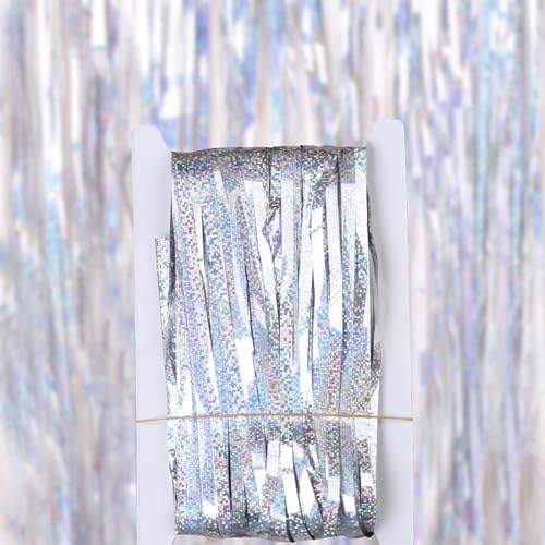 Auffälliger Lametta-Vorhang, perfekte Dekoration für Hochzeit, Weihnachten und Karnevalsnächte (Silber) von SMZhomeone