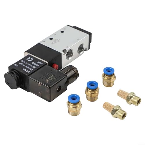 DC 12 V Magnet-Pneumatikventil, 4V21008, 5 Anschlüsse, 2 Positionen, mit Stecker, Metall-Ventilkörper mit hoher Druckfestigkeit und einfacher Wartung von SMZhomeone