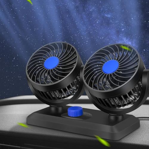 Dual Head Auto Ventilator USB Powered 5V 12V 24V mit stufenloser Geschwindigkeitsregelung und 360 Grad Drehung für Autos (5V) von SMZhomeone