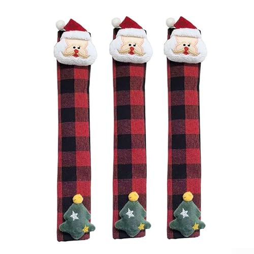 Festliche Kühlschrankgriffabdeckungen mit 3D-Weihnachtsmann-Schneemänner-Elch-Designs, Vliesstoff, Küchengeräte, Griffschutzabdeckungen (F) von SMZhomeone