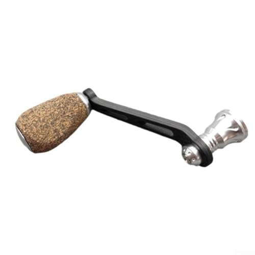 Für DAIWA kompatibler 70 mm Kohlefaser-Angelrollengriff mit Schraubtyp und Gummi-Korkknauf, Einzelgrifflager (Silber) von SMZhomeone