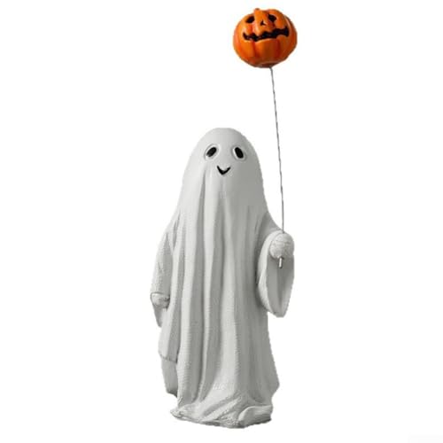 Halloween-Gartenballon, Phantasmal-Statue, Kunstharz-Ornament für den Außenbereich, Hof, Party-Dekoration, 19 cm, niedliche Kürbis-Figur von SMZhomeone