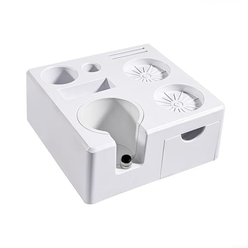 Kaffeebar Espresso Stopfstation mit integrierten Staufächern und rutschfesten Pads, passend für Siebträgergrößen 51 mm/54 mm/58 mm, leicht zu reinigen (weiß) von SMZhomeone
