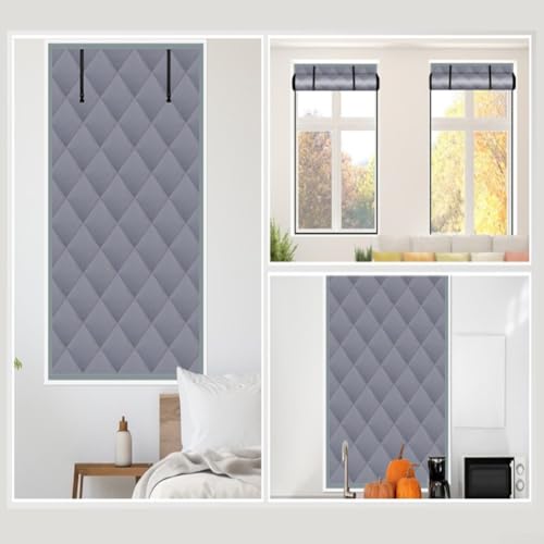Oxford Cloth Frostschutz-Fenstervorhang-Set mit dreilagiger Isolierung und aufrollbaren Schnallenriemen, inklusive Selbstverschlüssen und Nägeln für sicheren Sitz (119,4 x 160 cm) von SMZhomeone