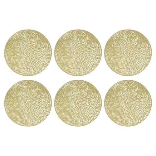 PVC Dekorative Tellermatten 6er Set Elegantes hohles kreisförmiges Design für Esstisch Wasserdicht und Fleckenabweisend (Gold) von SMZhomeone