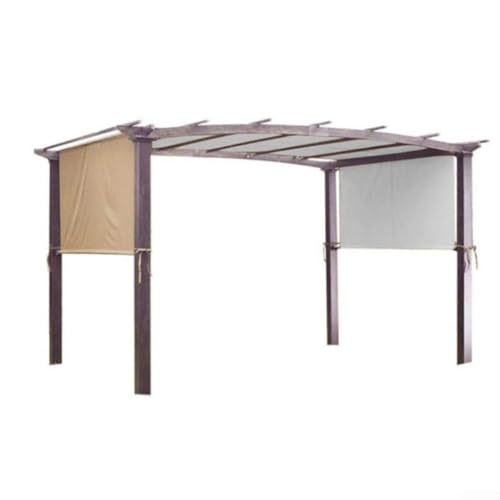 Pergola Schattenabdeckung für den Außenbereich, aus silberbeschichtetem Polyester mit beschwerten Stäben für Stabilität, geeignet für Terrasse, Deck, Veranda und Balkon (Beige) von SMZhomeone