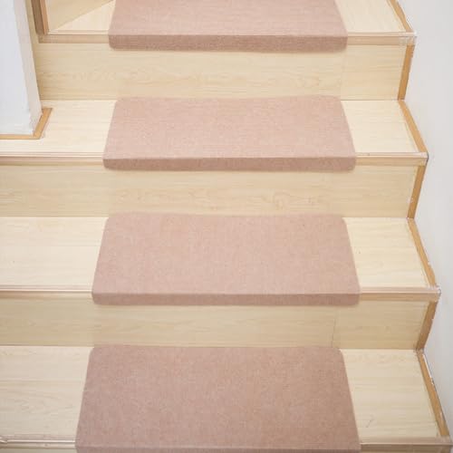 Rutschfeste Stufenmatten für Treppen, 2 Stück, PVC-Stufen-Teppichabdeckungen mit Staubsauger-Kompatibilität (beige) von SMZhomeone