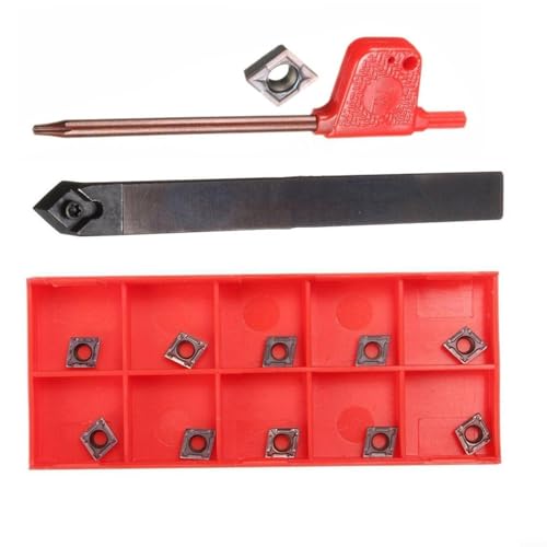 SMZhomeone 10 Stück CCMT060204 Hartmetall-Einsätze mit SCMCN1010H06 Drehmaschine Drehwerkzeughalter 10 mm Schaft für Metallbearbeitung von SMZhomeone
