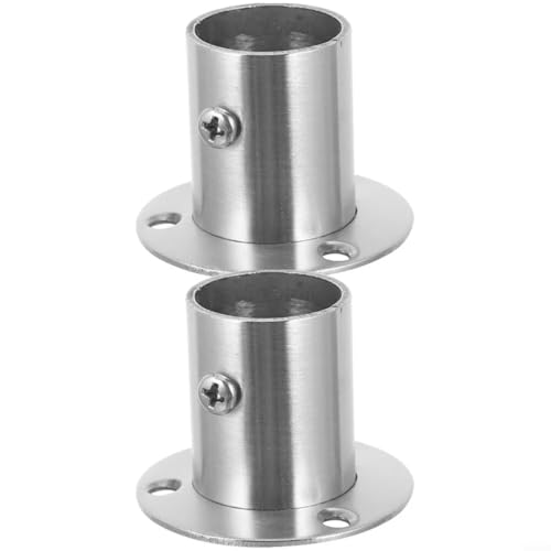 SMZhomeone 2 Stücke Kleiderschrank Flansch Stange Buchse Schrank Stange Ende Unterstützt Vorhang Dusche Halter Edelstahl 28 Mm/32 Mm Kleiderschrank Rohr Halterun(32mm) von SMZhomeone