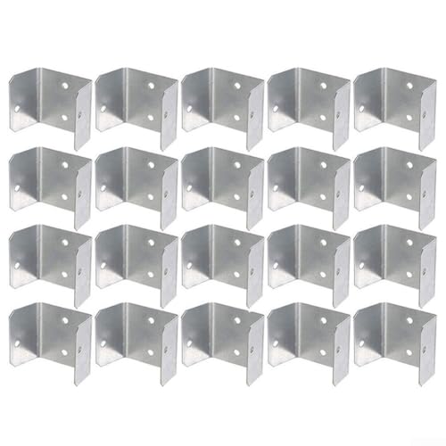 SMZhomeone 20 Stück Verbindungsstück-Clips aus verzinktem Stahl, 32–50 mm, Metall-Gittergriffe, Pfosten-Montageklammern für Holzpfosten (32 mm) von SMZhomeone
