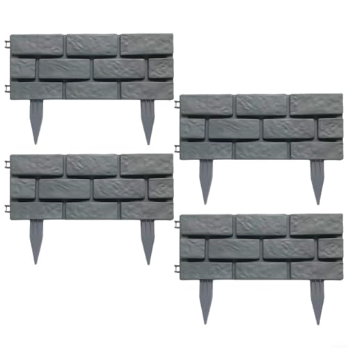 SMZhomeone 4 Stück dekorative Gartenzaun-Bordüre, Kunststoff, Rasenkanten, ineinandergreifende Außenbarriere, 45 x 29,5 cm (grau) von SMZhomeone