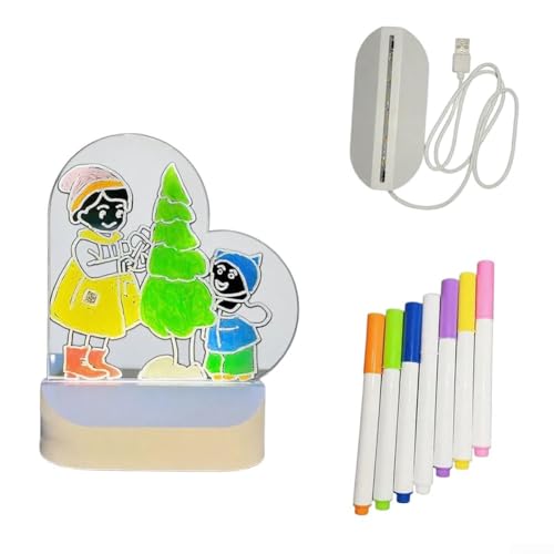 SMZhomeone Acryl-Zeichenbrett für Kinder mit USB-betriebenem warmem Nachtlicht, fördert interaktives Zeichnen und kreatives Spielen (herzförmig) von SMZhomeone