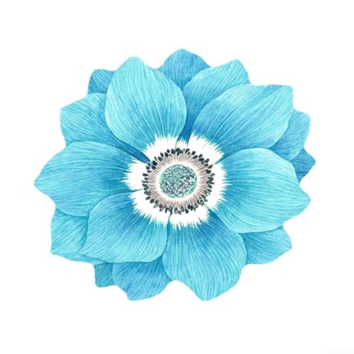 SMZhomeone Blumenteppich, chinesischer Stil, Lotus-Bodenmatte, Nachtdecke, Garderobenmatte (blau) von SMZhomeone