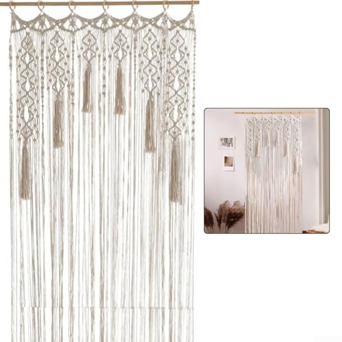 SMZhomeone Böhmischer Türvorhang aus gewebter Baumwolle, handgefertigt, dekorativer Wandteppich, Raumteiler, 85 x 200 cm, natürlicher minimalistischer Wandbehang für Schlafzimmer, Hochzeit von SMZhomeone
