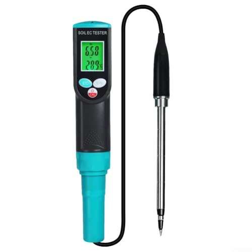 SMZhomeone Digitaler 2-in-1-Bodentester mit hintergrundbeleuchtetem LCD für schnelle und genaue elektrische Leitfähigkeit und Temperaturmessungen, IP67 wasserdichte Sonde für zuverlässige von SMZhomeone